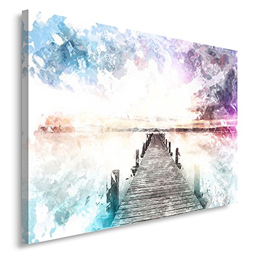 Feeby. Cuadro en lienzo - 1 Parte - 50x70 cm, Imagen impresión Pintura decoración Cuadros de una pieza, PUENTE, NATURALEZA, MODERNO, BLANCO