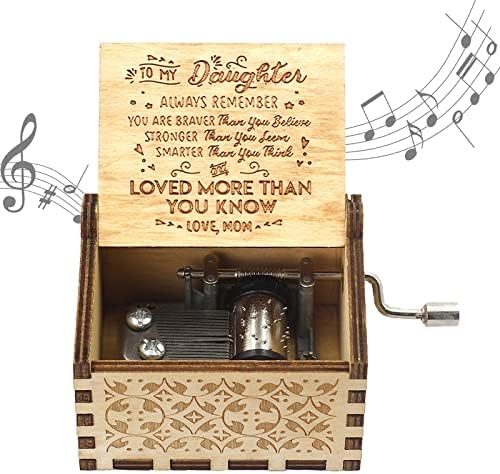 SYWAN You are My Sunshine Wood Music Boxes, Vintage Hand Crank Carved Musical Box for Birthday/Christmas/Valentine's Day