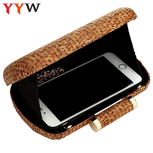Yyw Straw Clutch Purse For Women Wedding Hand-Woved Evening Straw Handbag Party Wedding Summer Beach Bag Wicker Clutch (Brown) #TOP5