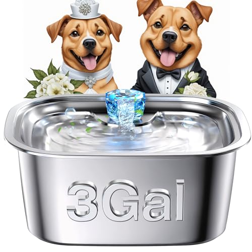 Dog Water Fountain, Stainless Steel Dog Water Fountain for Large Dogs Pet Water Fountain, PETDOTT Do