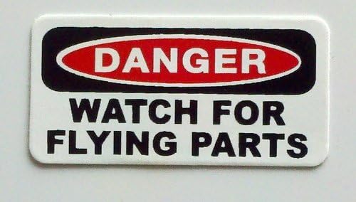 3 - Danger Watch For Flying Parts Hard Hat/Helmet Stickers 1" x 2"