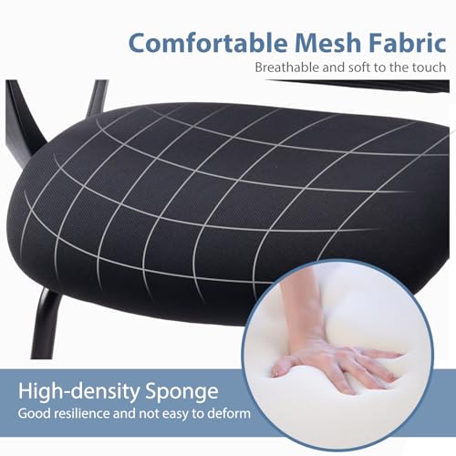Dumos ER5TGX13 Office Desk Chair No Wheels Set Of 2, Ergonomic Executive Sled Base Mesh Computer Chairs With Comfy Arms And Lumbar Support For Home Conference Room Bedroom Waiting Reception Guest Student thumb #3