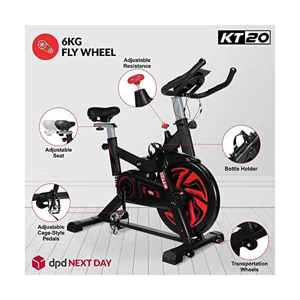 Exercise Bike 13Lbs Flywheel Cycling Exercise Stationary Bikes for users up to 175cm Cardio Indoor Workout Machine Bike Belt Drive Resistance Levels with LCD Digital Monitor & Pulse for Home Gym Lose Weight
