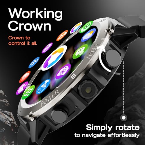 Image of GOBOULT Tuff Hawk Smart Watch 1.39'' HD Display, BT Calling, Working Crown, 150+Watchfaces, 450 Nits Brightness, AI Voice Assistant, SpO2 Monitoring (Green) (Black)