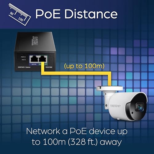 Image of TRENDnet 2.5G PoE++ Injector, TPE-219GI, Supplies (90W), (30W),(15.4W), 2.5GBASE-T RJ-45 Port, IEEE 802.3bt /802.3at /802.3af Compliant, Metal Housing, Network a Device up to 100m (328 ft.), Black
