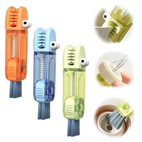 Upgraded 3 in 1 Cup Lid Cleaning Brush, 2024 New Multifunctional Lid Cleaner Brush, Portable Crevice Cleaning Brush Set for Baby Bottle Gap Tight Spaces