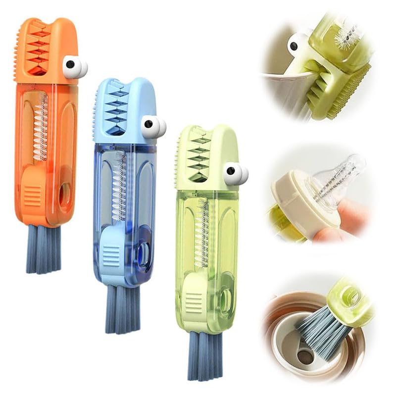 Image of Upgraded 3 in 1 Cup Lid Cleaning Brush, 2024 New Multifunctional Lid Cleaner Brush, Portable Crevice Cleaning Brush Set for Baby Bottle Gap Tight Spaces