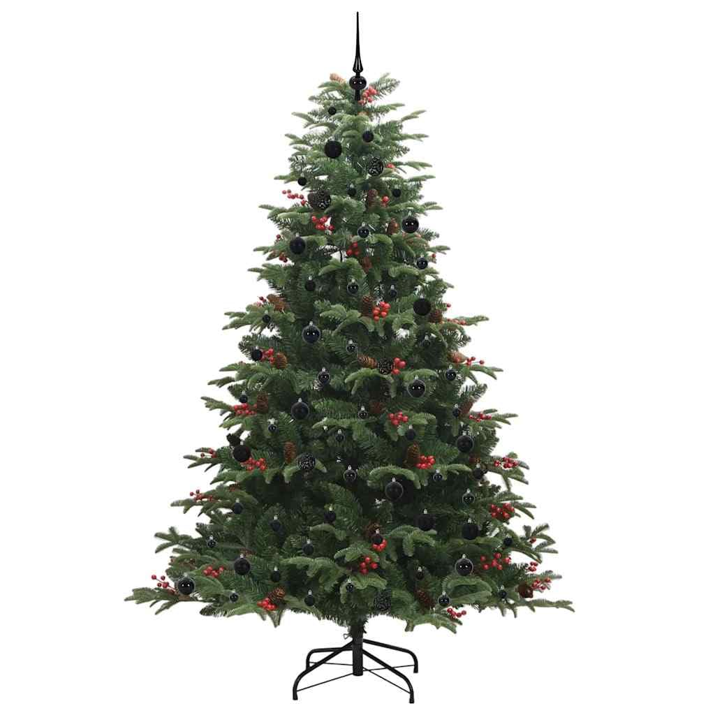 Sztuczna choinka zielona, 240 cm, gęste gałązki PCW, wstępnie oświetlone diodami LED, metalowy stojak, do użytku wewnątrz i na zewnątrz, realistyczny wygląd sosny