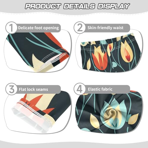 Bolaz Toddler Girls Leggings Printed Yoga Pants Leggings Blue Yellow Flower for Kids3