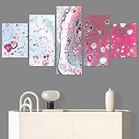 SIGNWIN 5 Panel Canvas Wall Art Abstract Closeup Digital Art Modern Artwork for Home Decorations Ready to Hang - 60