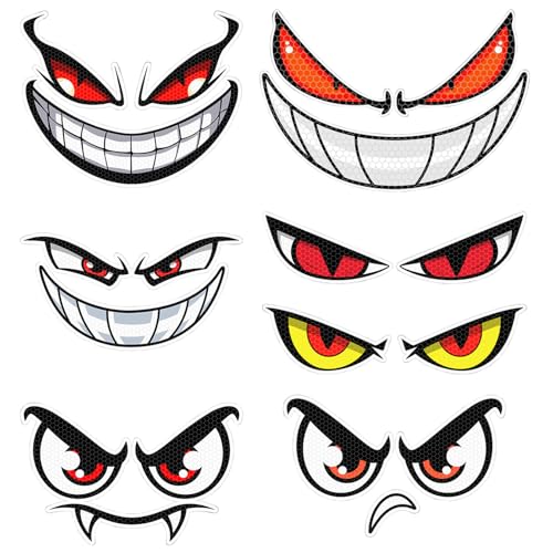 MUYAPAY 7 Piezas Pegatinas Autoadhesivas Ojos Reflectantes Decorativas Divertidas Resistentes Intemperie Decoración Pegatinas Personalizadas para Coches Cascos Moto para Mejorar Visión Nocturna