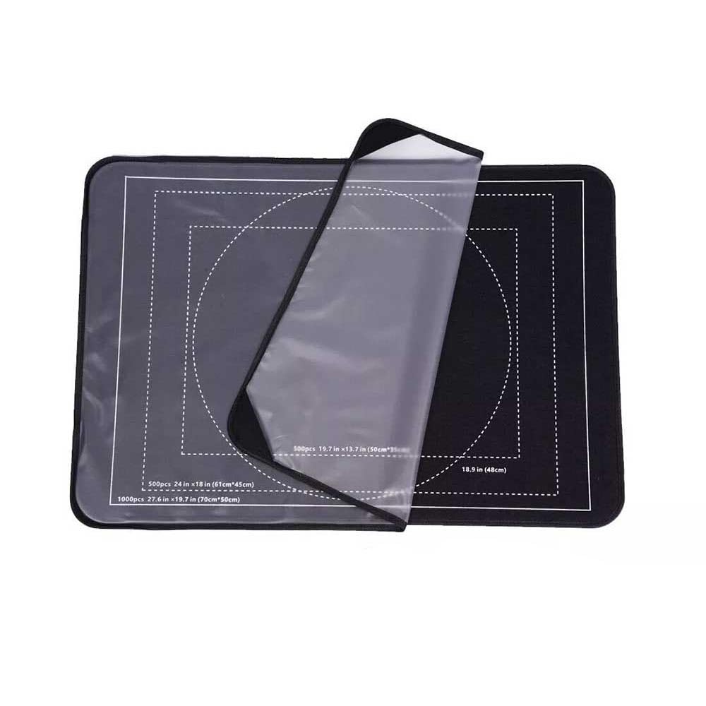 Ccarzzi Puzzle Board 500/1000 Pieces Jigsaw Mat Portable Puzzle Mat with Clear Cover, for Easy Move and Store (Black)