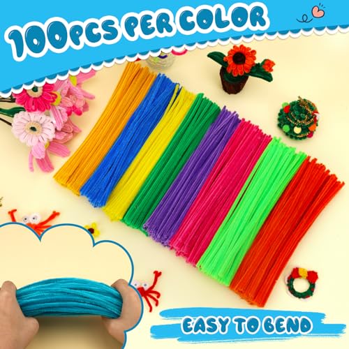 Image of Hssugi 100PCS Pipe Cleaners, Teal Green Chenille Stems Craft Supplies | Pipe Cleaners Craft Supplies, Pipe Cleaners Bulk Fuzzy Sticks for DIY Art and Craft Projects Home Decoration