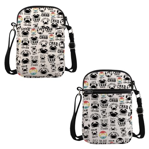 VAMSII Crab Lover Gift Crab Design Crossbody Bag Crab Eating Travel Bag Seafood Lover Gift