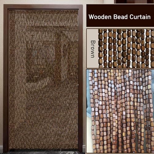 Rideaux de perles en bois pour porte et separation de piece retro - 4