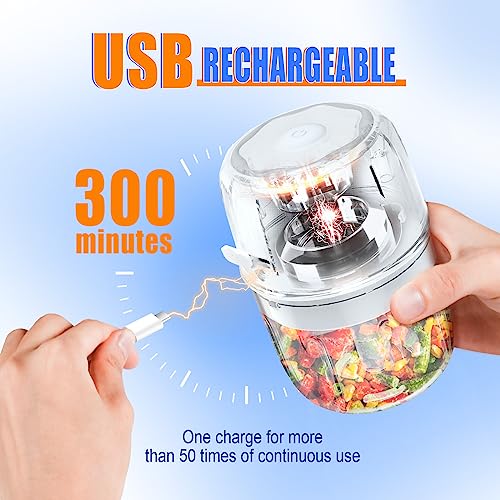 Electric Mini Garlic Chopper, Portable Food Processor, Vegetable Chopper Onion Mincer, Cordless Meat Grinder With Usb Charging For Vegetable, Pepper, Onion, Baby Food, Seasoning, Nuts (Bpa-Free) #TOP3