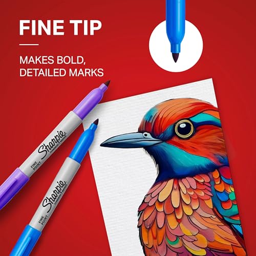 Image of Sharpie Electro Pop Permanent Markers, Fine Tip, Marker Set, Assorted Colors, 24 Count - Coloring, Drawing, Art, Markers, Writing