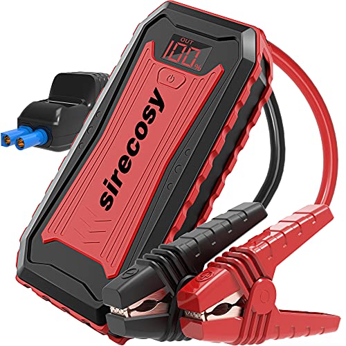 sirecosy Battery Jump Starter 2400 Amp 22000mAh Car Jump Starters for up to 7.0L Gas and 6.5L Diesel Engines Portable Jump Starter Battery Pack 12V Lithium Jump Box Black&Red