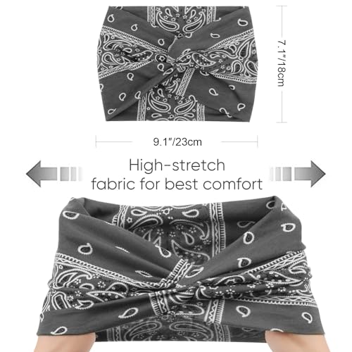 Image of DRESHOW 4 Pack Turban Headbands for Women Wide Vintage Head Wraps Knotted Cute Hair Band Accessories