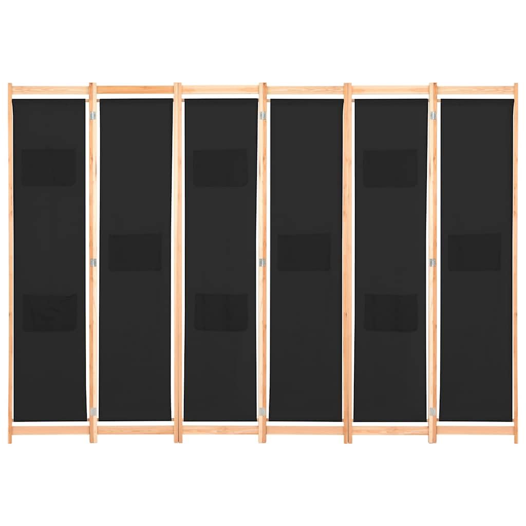 6-panelowy parawan 240x170x4 cm materiał czarny