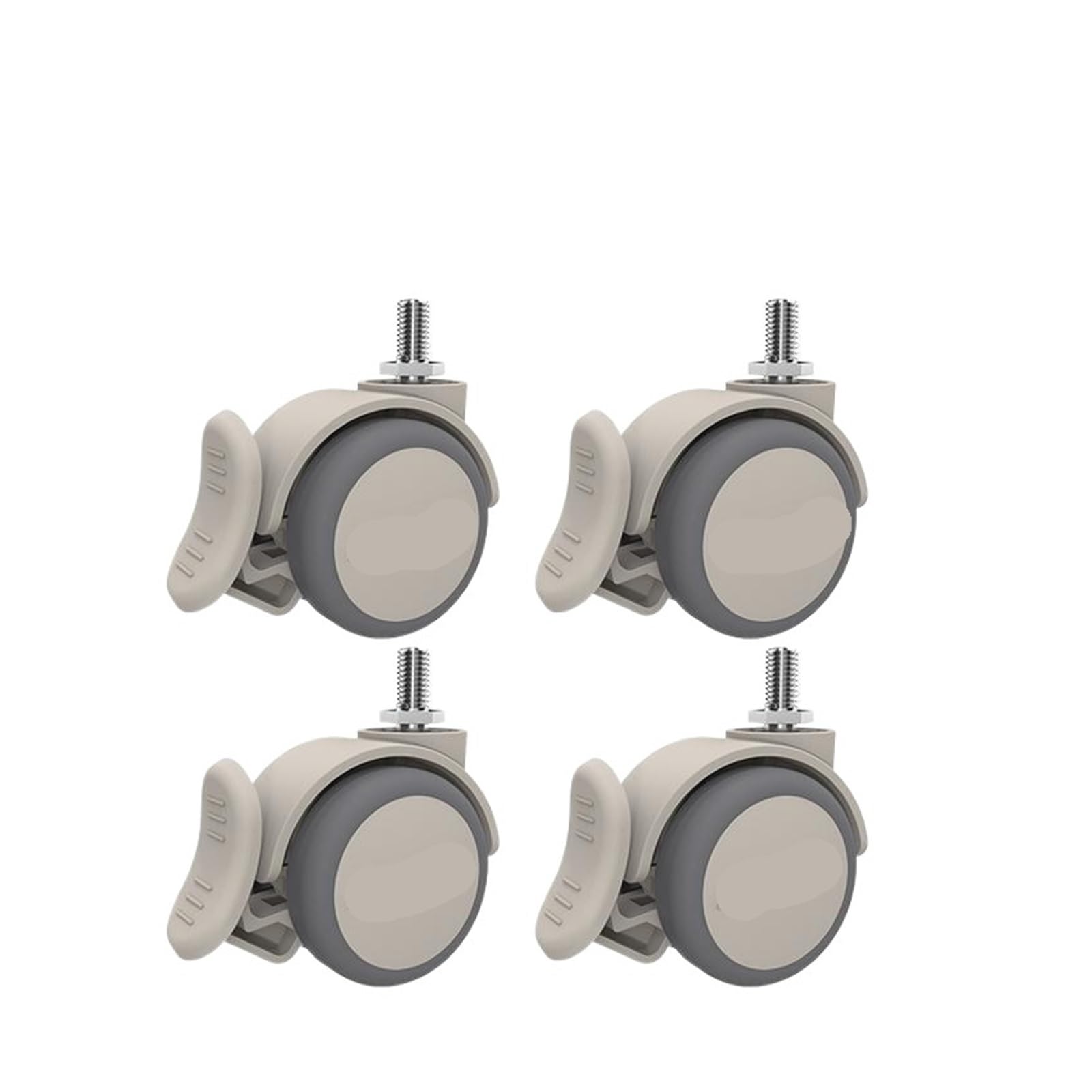 Mxxdmopd M8-C 4 Pieces/Lot Gray 2-Inch M6/M8/M10/M12 Screw Swivel Caster With Brake And Soft Rubber(M8-C)