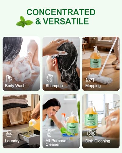 Image of Yoken EWG Peppermint Castile Soap 1 Gallon, Bulk Clean Liquid Soap Refill