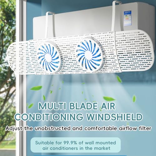 Image of HASTHIP Adjustable AC Air Deflector - Air-Conditioning Windshield Noise Reducing Vent Cover, 47-86CM Length Retractable for Baby Room, Study, Living Room, Studio, Home Cooling Control Panel-White