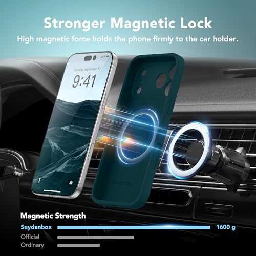 Image of Magnetic for iPhone 17 Pro Max Case, Compatible with MagSafe, [Full Camera Protection][Screen Protector] Silicone Shockproof Protective Phone Case for iPhone 17 Pro Max 6.9 inch, Deep Blue