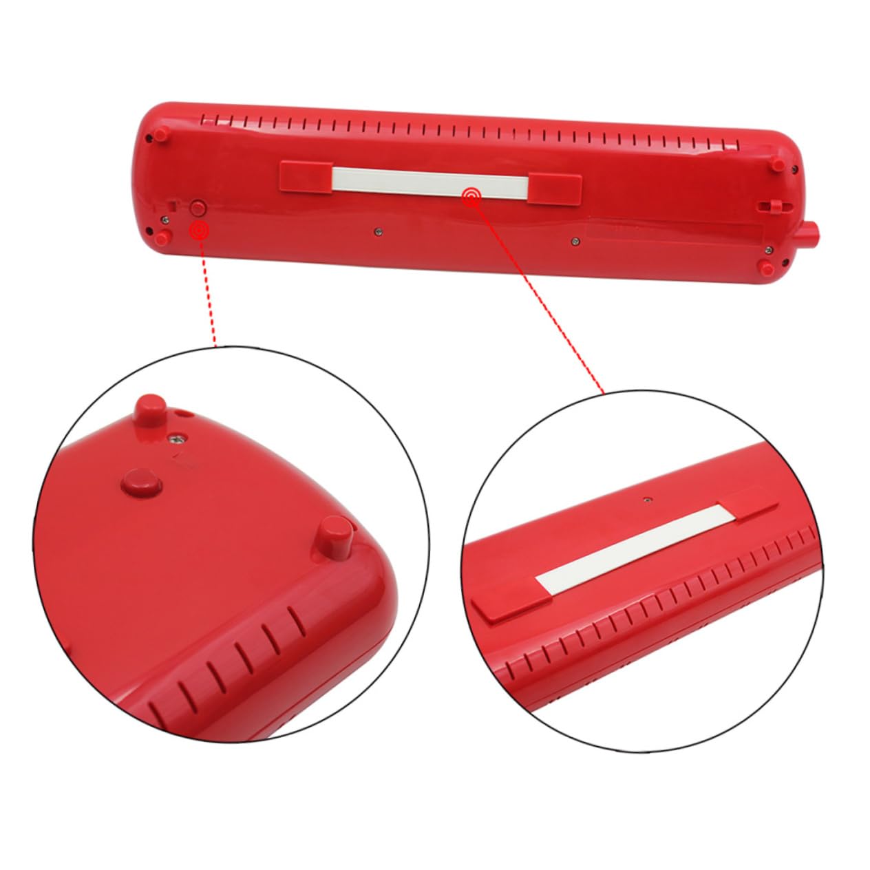 Melodica Strumento Musicale con Custodia 37 Tasti Rosso | Abs, Peso Leggero, senza Batterie, Borsa Integrata per Trasporto e Conservazione