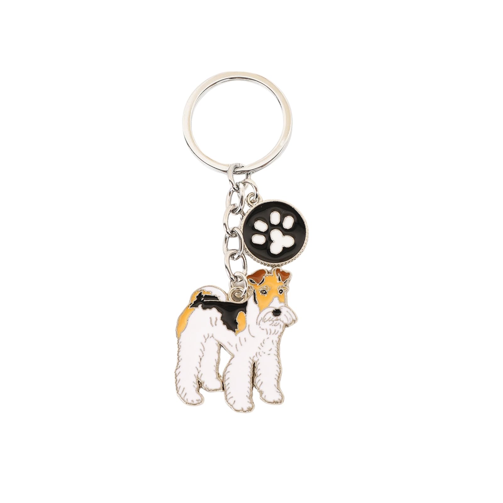 BT Bear Dog Keychain,Dog ID Tag Cute Metal Dog Keychain Keyring Keyfob Bag Charm (Wire Fox Terrier)