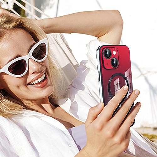 Coque iPhone 14 MagSafe dégradé rouge antichoc avec protection objectif - 4