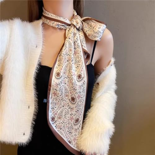Image of Head Hair Scarf for Women,Silky Long Headscarf Purse Bag Scarfs for Handbag Fashion Satin Neck Scarves Accessories