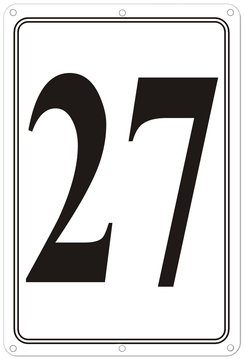 Premium Aluminum Number Signs 27, Metal 12" X 8" Numbered Signs Outdoor for Parking Lots, Floor, Dock, Court, Aisle, Field, High Visibility, No Fade, Weather-resistant