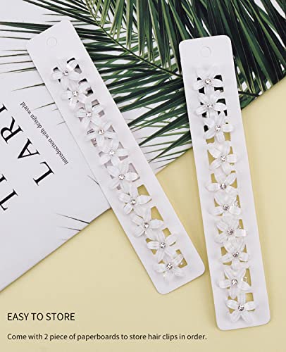Wecoe 20 Pcs Small Flower Hair Clips Girls Tiny Mini Claw Clips Cute Decorative Hair Clips Bling White Hair Clips Kids Baby Toddler Flower Girls Wedding Hair Accessories For Women Girls Gift #TOP5