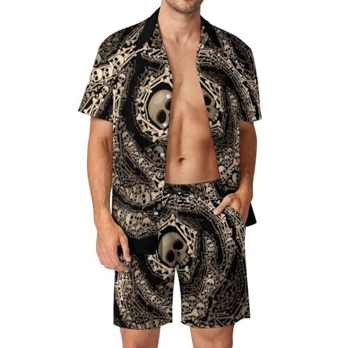 Chemise Hawaïenne Crâne Doré et Short pour vos Soirées Plage Été