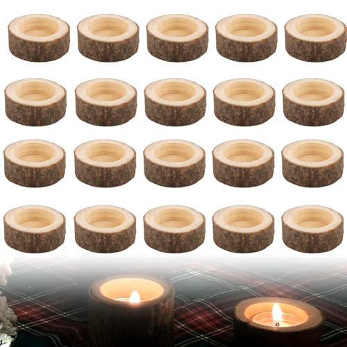 Vaskula 20 Stücke Teelichthalter Holz Kreisförmig Holz Kerzenhalter...