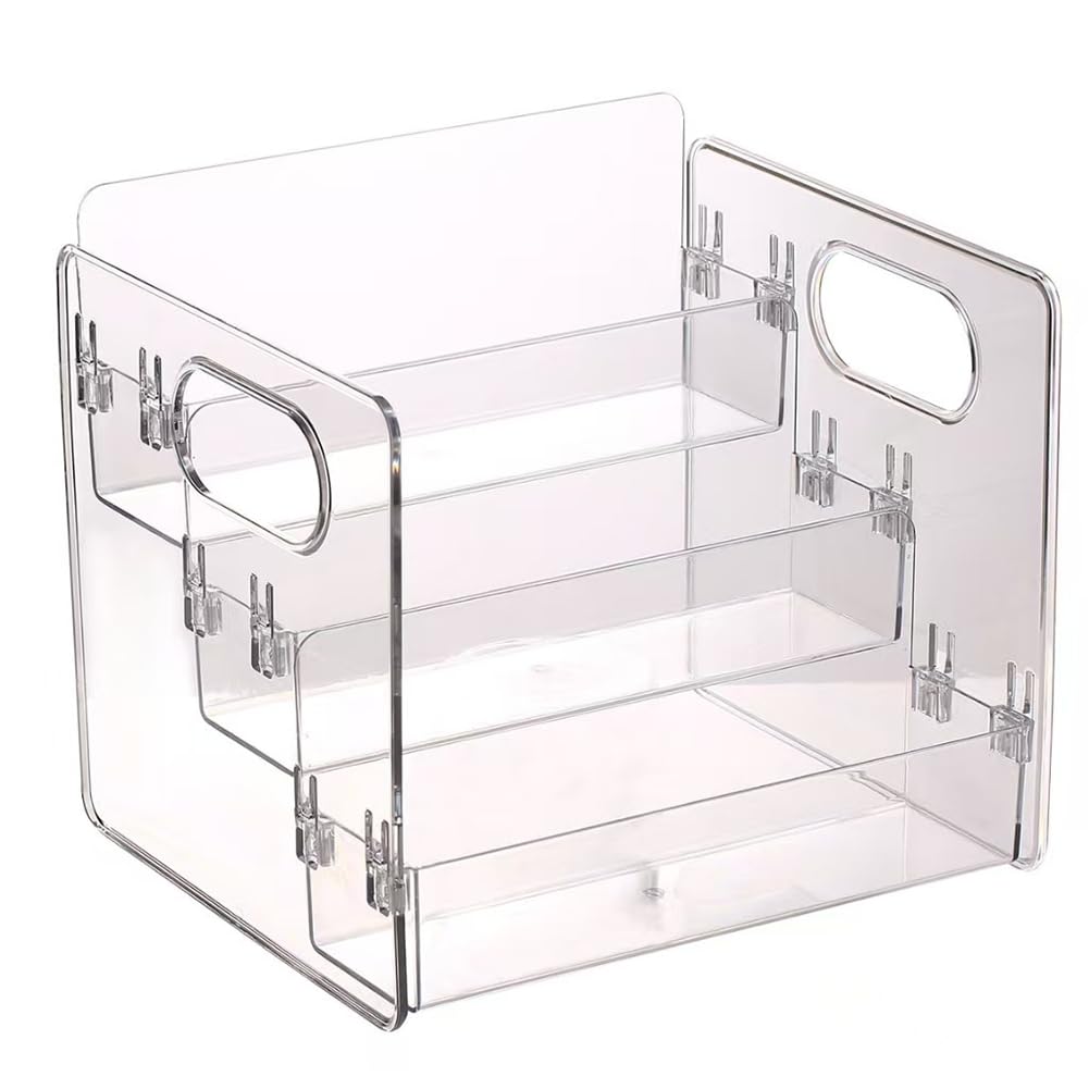 Jnchdghwa Transparent Three-Tier Ladder Perfume Display Shelf Desktop Bathroom Cosmetics Organizer Dresser Store Storage Box