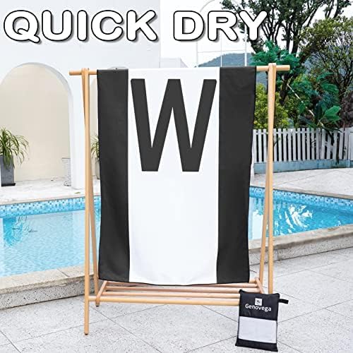 Miniatura 8 de Genovega Toallas de playa de microfibra con monograma de gran tamaño, compactas a prueba de arena para hombres y mujeres