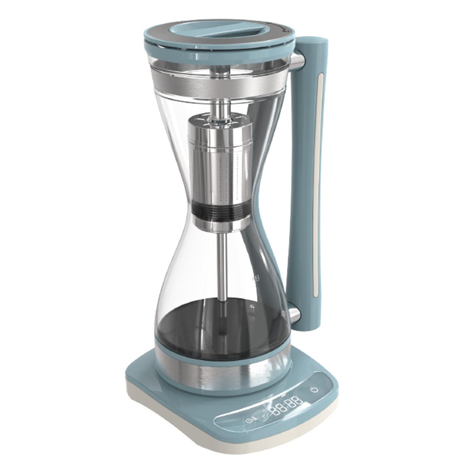 GZPKJElectric Siphon Coffee Maker, Syphon Vacuum Glass Coffee Pot, Automatic Mode, Separate 360° Base, with Touch Panel, Stainless Steel Filter, Capacity 240ml