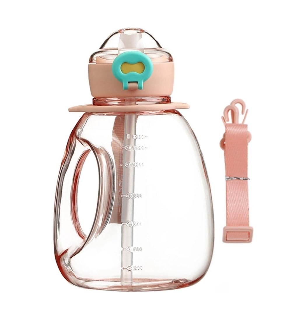 Bouteille d'eau Bouilloire de Sport 1300ml Bureau de Remise en Forme en Plein air Bouteille d'eau de Camping Portable Bouilloire résistante aux Hautes températures Gourde(Rosa)