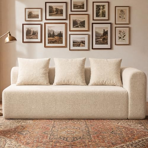 Image of Claiks 71 inch Right Armrest Boneless Sectional Loveseat Sofa, Beige