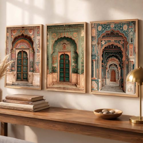 Image of kotart Aesthetic Traditional Indian Wall Art Painting for Living Room | Paintings Frame For Home Decoration | Framed Wall Painting for Home Room Bedroom Office Decor Set of 3