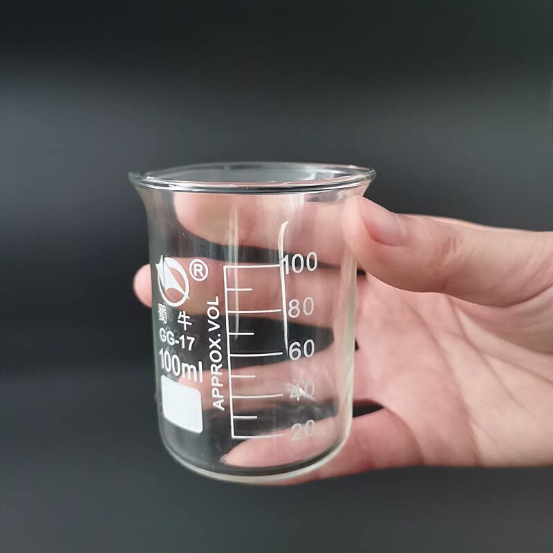 4 unids/Set 100ml/200ml/300ml/500ml Vaso de precipitados de Vidrio de Forma Baja, cristalería de Laboratorio de química