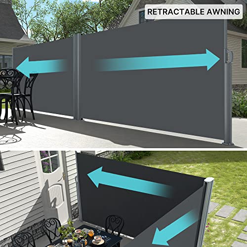Patisol RETRACTABLE SIDE AWNING 276 Inchx71 Inch Retractable Double Side Awning Full Aluminum Patio Outdoor Folding Privacy Screen Divider thumb #6