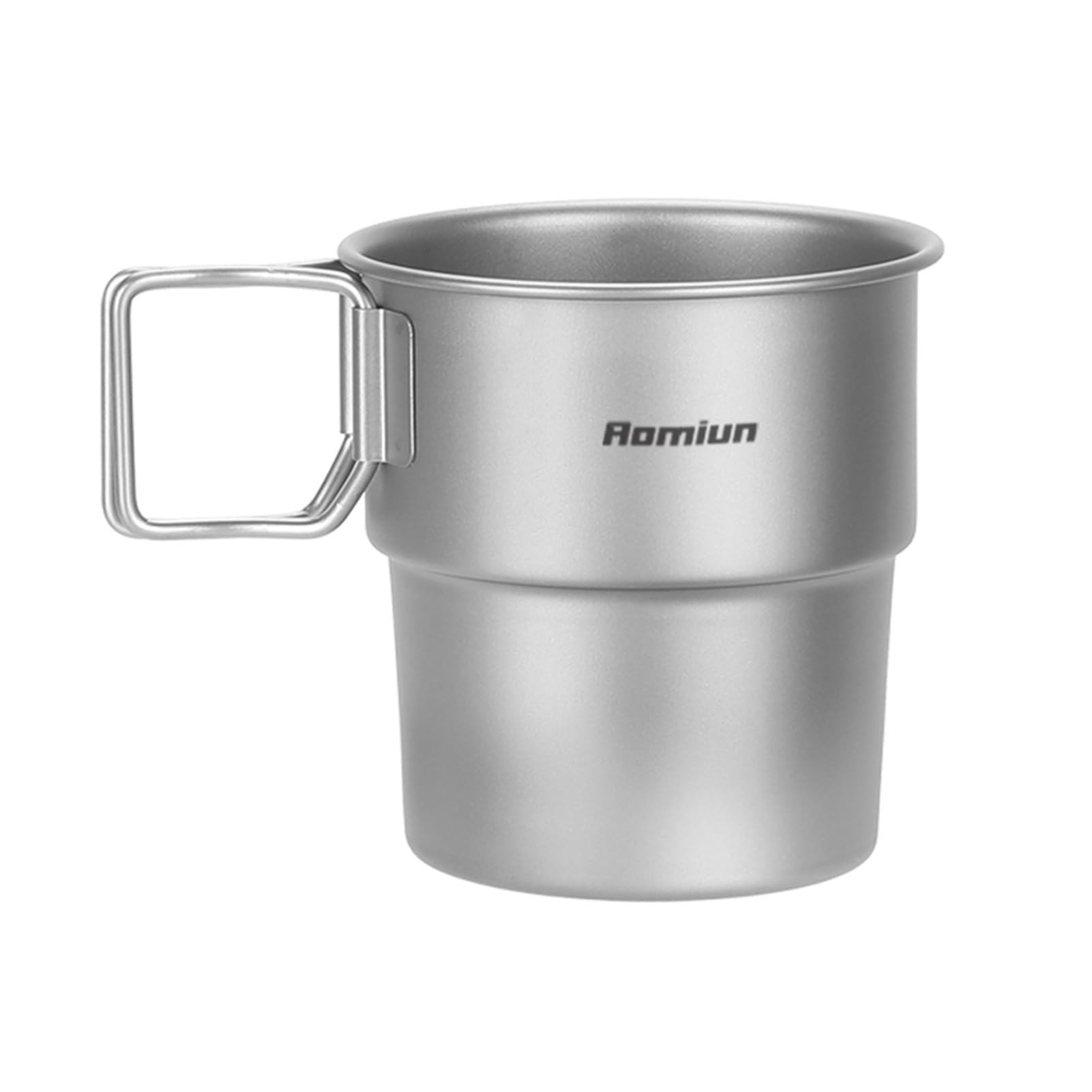 Aomiun Titanium Camping Cup 300ml – Ultralight Stackable Coffee Mug, Foldable Handle & Leak-Proof Design for Backpacking, Hiking, Campfire Cooking (Survival Gear)