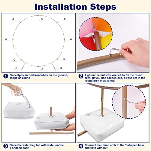 Fikowo Round Arch Backdrop Stand Kit - 7.2Ft Large Golden Metal Circle Balloon Arch Frame With Base For Wedding Baby Shower Birthday Party Decoration #TOP3