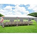 Greesum 10x30 Outdoor Canopy Tent Patio Camping Heavy Duty Gazebo Shelter Party Wedding BBQ Events with Side Removable Walls, Waterproof Shelter, White