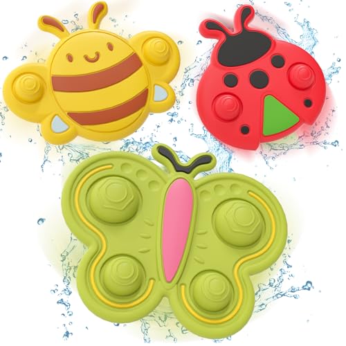 Lehoo Castle Suction Spinners Toddler Toys Babies for 1 2 3 Year Old Boys Girls Fidget Spinners Kids Bath Travel Gifts Sensory (Insect)