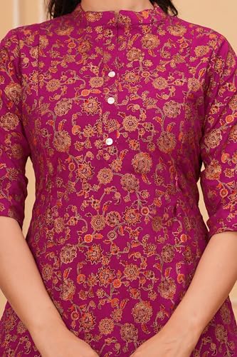 Image of Women Cotton Printed Co-Ord Set Kurta with Pant Set | Cotton Floral Printed Anarkali Maternity Feeding Kurta with Zipper /Maternity