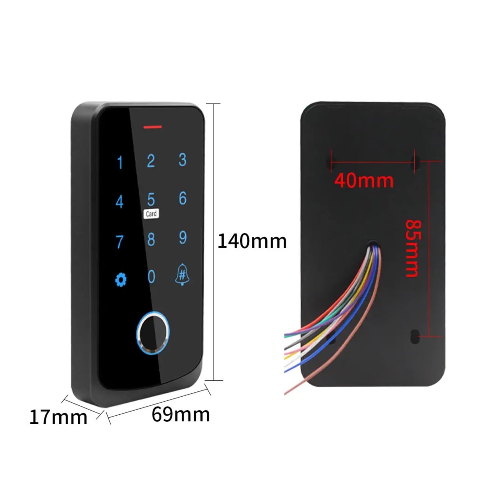 Kontroler dostępu Bluetooth z czytnikiem linii papilarnych, autonomiczny, dotykowy system otwierania drzwi, wodoodporny,Większe bezpieczeństwo(TF9MF-W black)